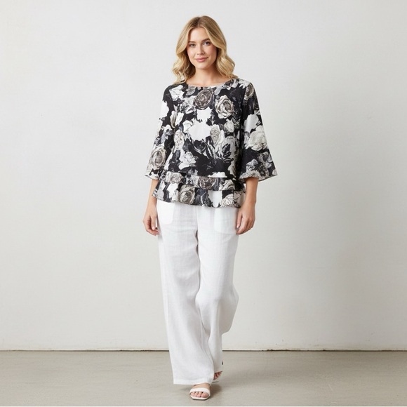 Alex Evenings Black and White Floral Blouse Size Small - Picture 7 of 7